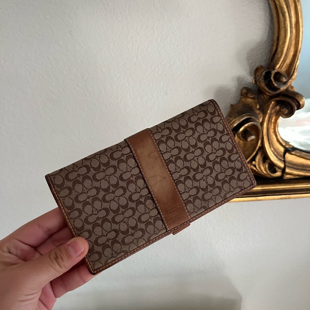 Coach Tan and Brown Signature Wallet